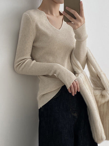 【YP313】實拍冬季氣質簡約v領針織衫251113