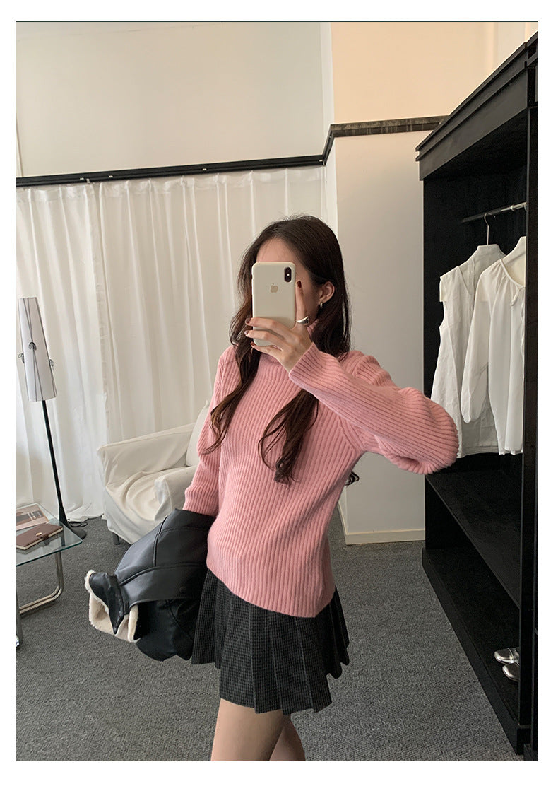 【H5484】實拍秋冬加厚慵懶高領針織毛衣251109