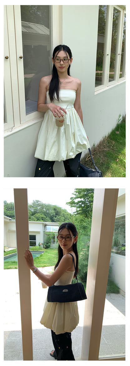 【H5340】實拍簡約時髦平口花苞長上衣250624