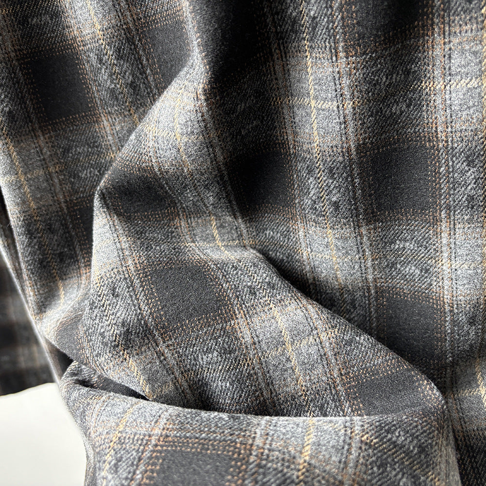 【YG8095】實拍日系復古呢料格紋直筒七分闊腿褲251016