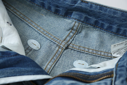 【LD11214】實拍美式復古休閒👖高腰水洗寬鬆直筒牛仔五分褲/中褲260331