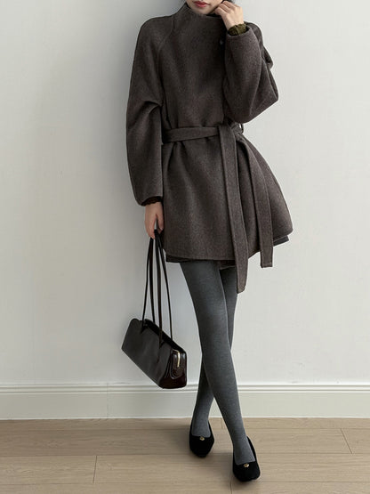【Y8511】實拍高級感立領羊毛呢大衣外套（棉羊毛52%)251106