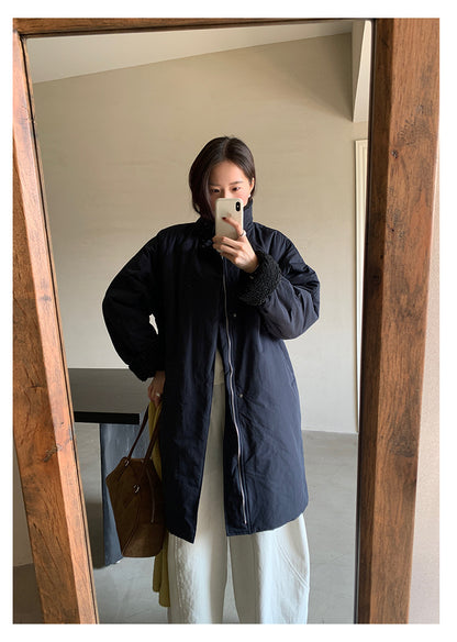 【H5498】實拍韓系加厚保暖長款棉服大衣外套251118