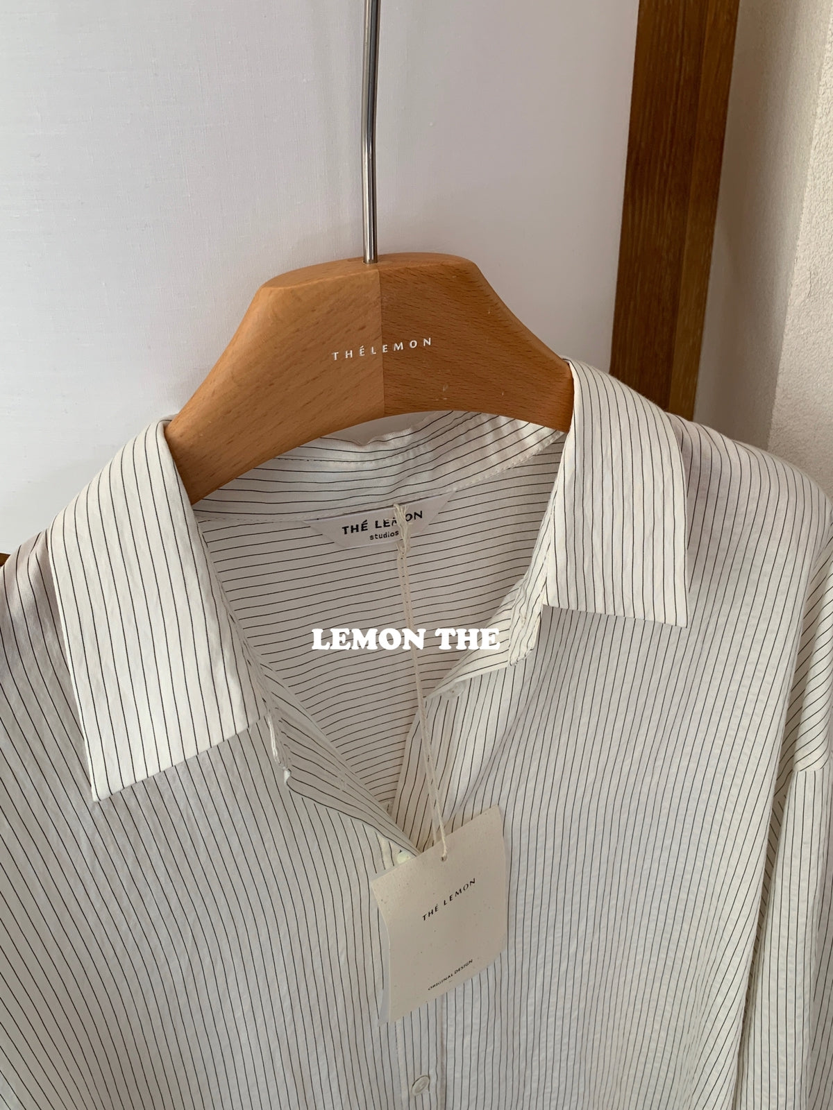 【L6075】實拍檸檬綠茶春薄款單色條紋襯衫240311