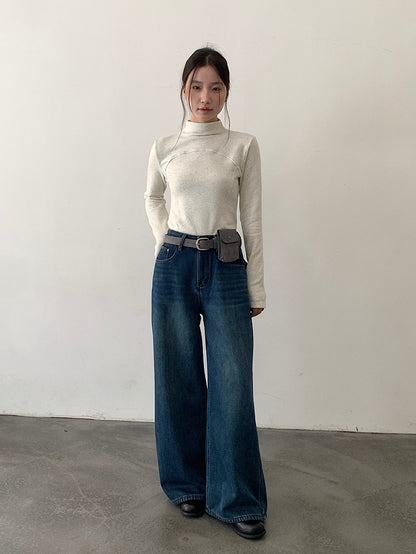 【LD11049】實拍S~XL美式加絨加厚高腰牛仔褲＋皮帶腰包251202