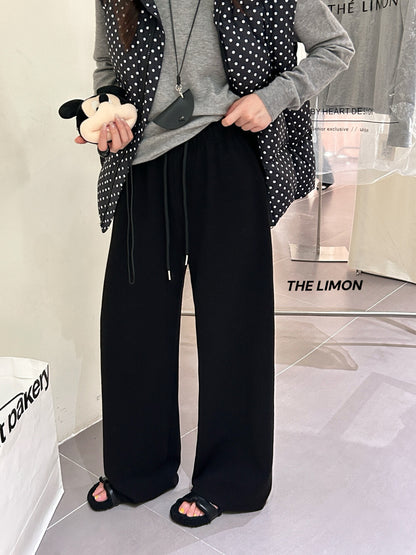 【L1185】實拍檸檬秋冬簡約羊絨抽繩直筒休閒褲251117