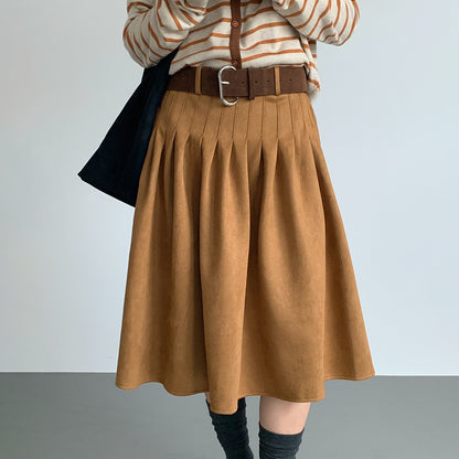 【LD11016】實拍冬季復古麂皮絨A字裙251110