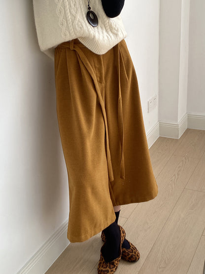 【Y82677】 實拍復古系帶加厚七分闊腿褲251023