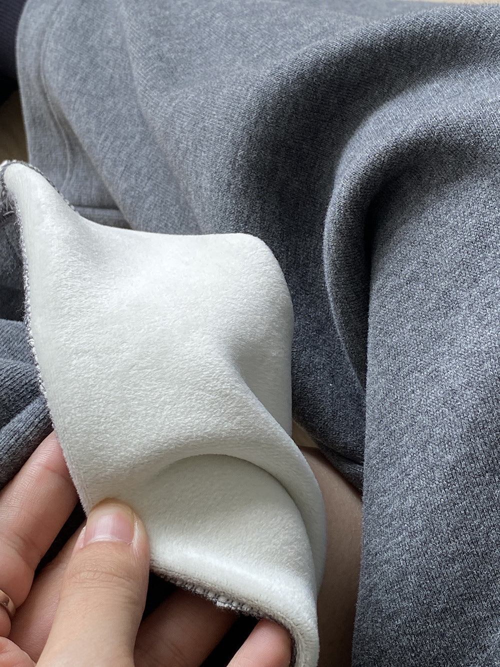 【Y82672】 實拍簡約寬鬆加絨保暖闊腿衛褲251023