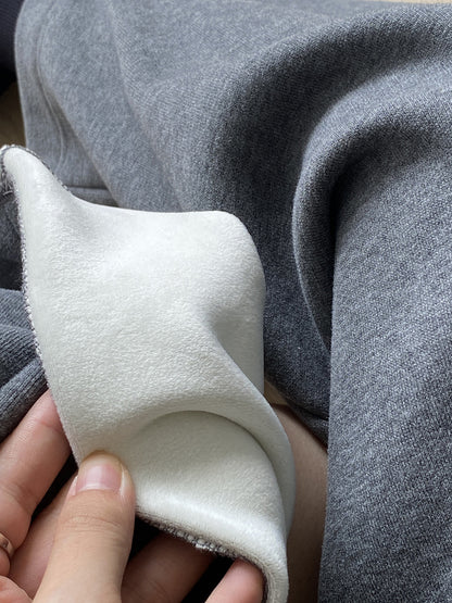 【Y82672】 實拍簡約寬鬆加絨保暖闊腿衛褲251023