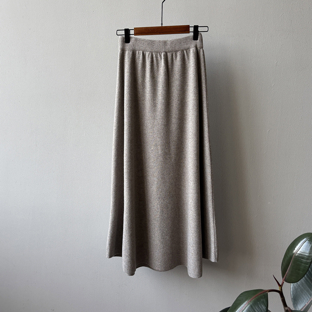 【Y0723】實拍冬季簡約針織大擺A字裙（棉羊毛4%)251106