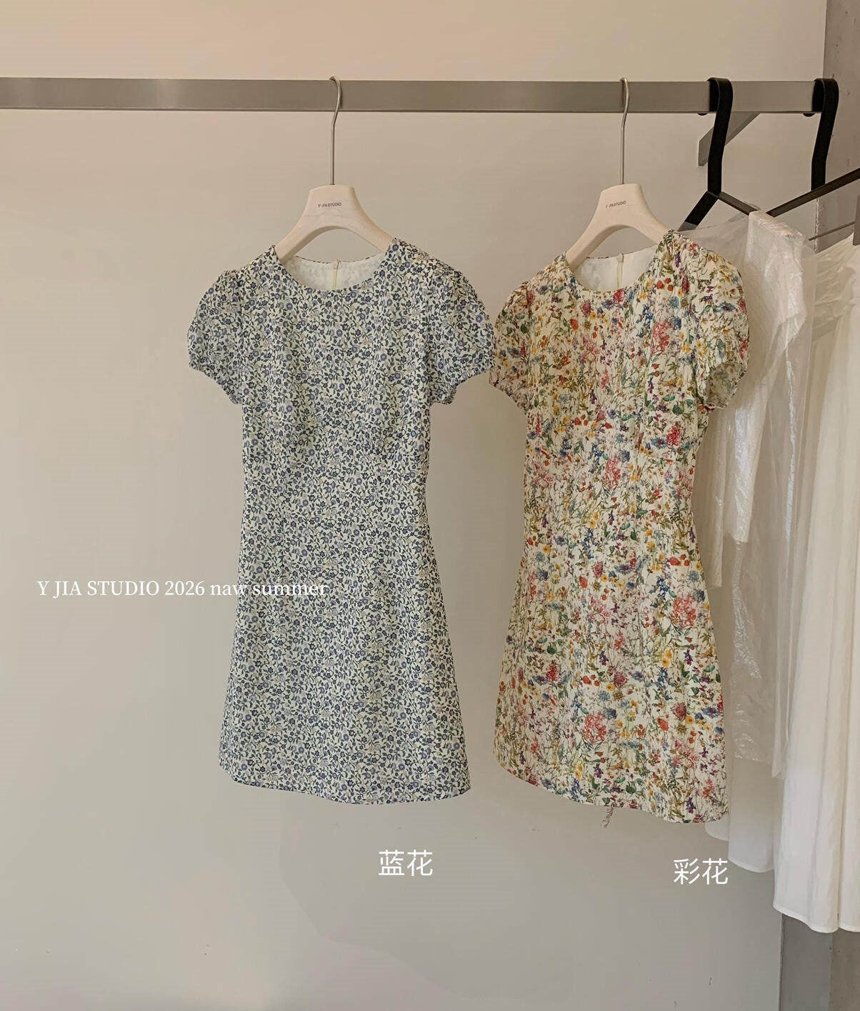 【L7038】Y.JIA法式浪漫度假風🌸復古碎花百搭收腰顯瘦圓領短版連身洋裝260602