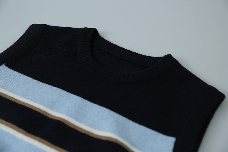 【LD11014】實拍學院感條紋圓領針織毛衣251110