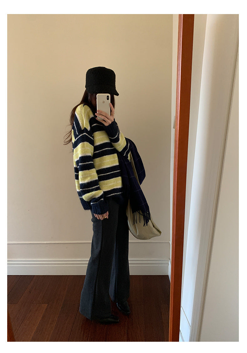 【H5517】實拍超級瘦高腰加絨厚款氣質喇叭褲251125