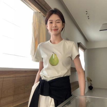 【L20646】實拍hers夏季青梨印花短袖T恤250505
