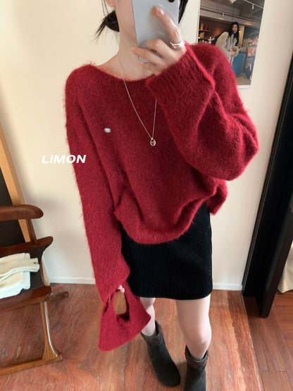 【L6873】實拍檸檬秋冬簡約軟糯保暖毛衣+針織手拎包251117