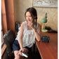 【H6926】實拍韓國甜美方領荷葉邊背心襯衫230616
