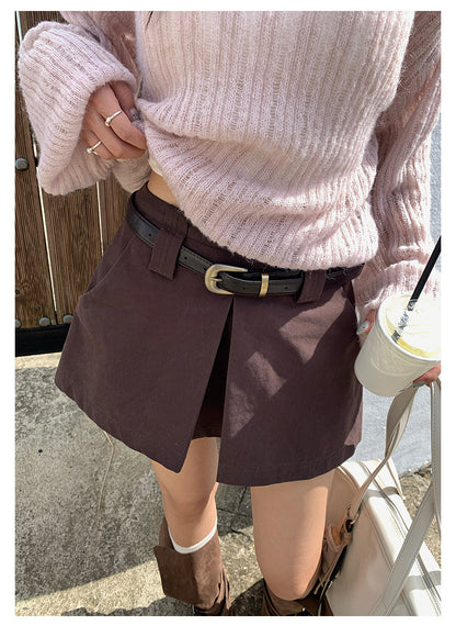 【H5387】實拍韓版設計顯瘦開叉裙褲(內有安全褲）250902