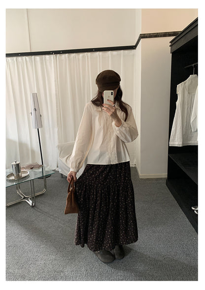 【H5488】實拍法式温柔蕾絲長袖襯衫251109