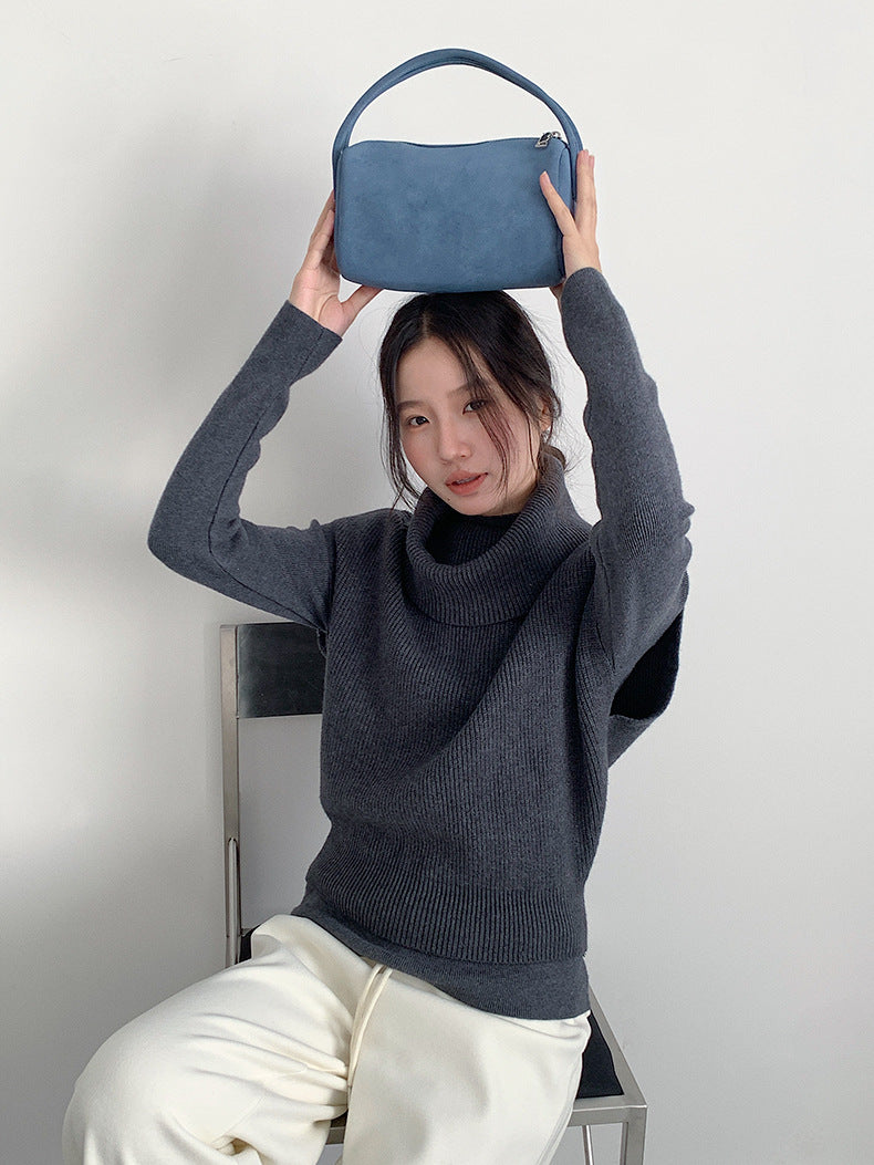 【LD11065】實拍半高領針織衫+針織背心251209