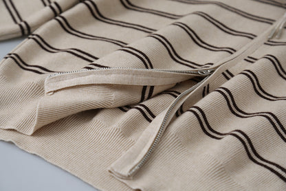 【LD11036】實拍雙頭拉鍊海軍領條紋針織開衫251202