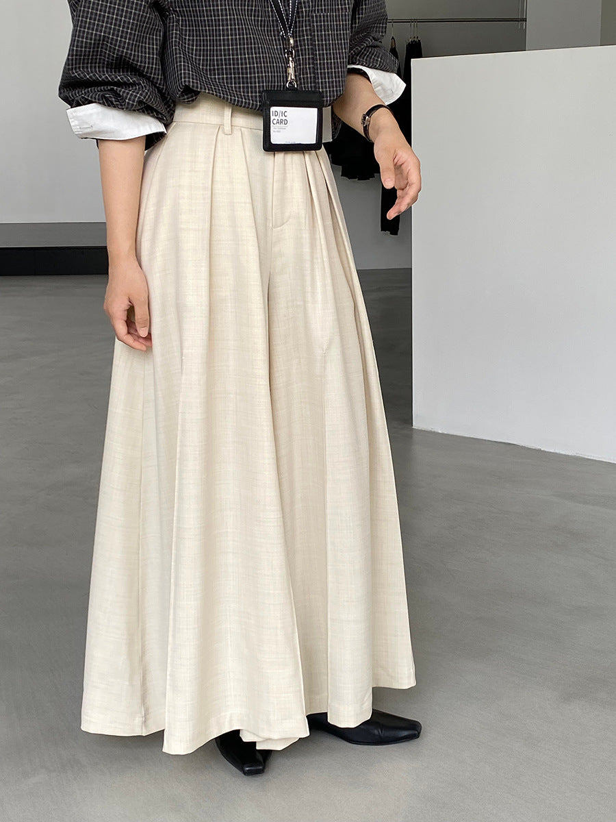 【cim1653】實拍秋日必備高腰壓褶大擺西裝褲251030