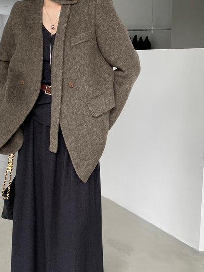 【cimz809】實拍復古雙面羊毛西裝外套+飄帶（羊毛100)251120