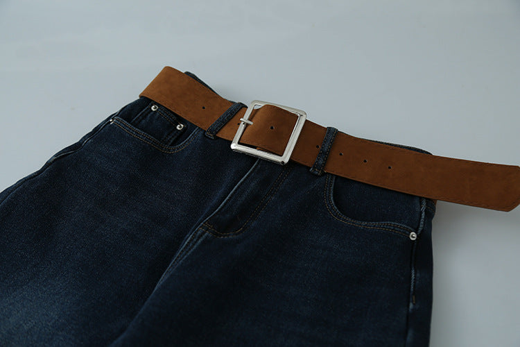 【LD11010】實拍S~XL復古加絨加厚高腰直筒牛仔褲251110