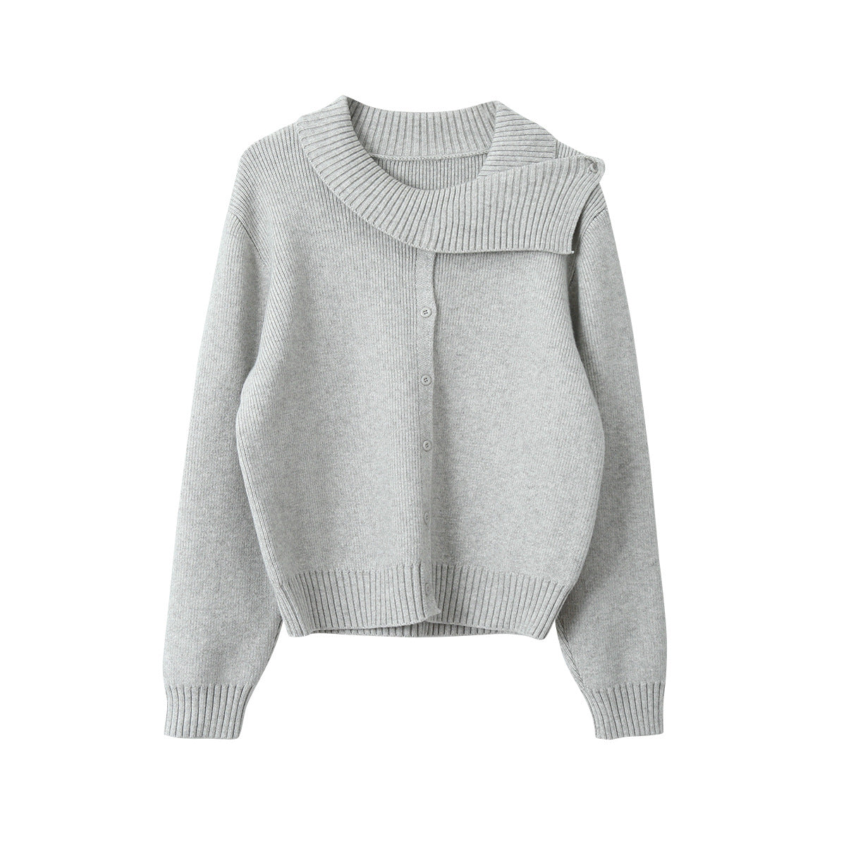 【LD11002】實拍秋冬法式設計感斜領針織毛衣外套251110