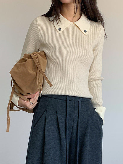 【LD11026】實拍絕美法式針織坑條假2件針織衫251124