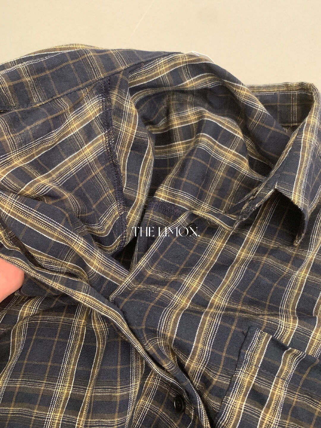 【L11002】檸檬家慵懶韓系・格紋寬鬆長袖襯衫 (附飄帶)260831