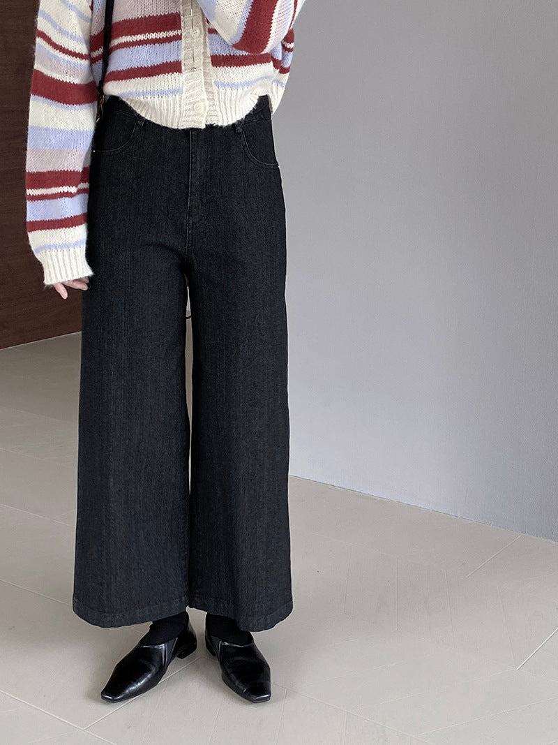 【cim6121】實拍超顯瘦顯腿直彈性九分黑色牛仔褲251030