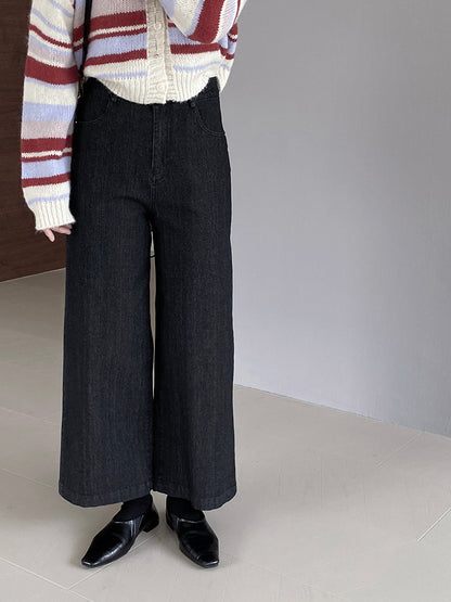 【cim6121】實拍超顯瘦顯腿直彈性九分黑色牛仔褲251030