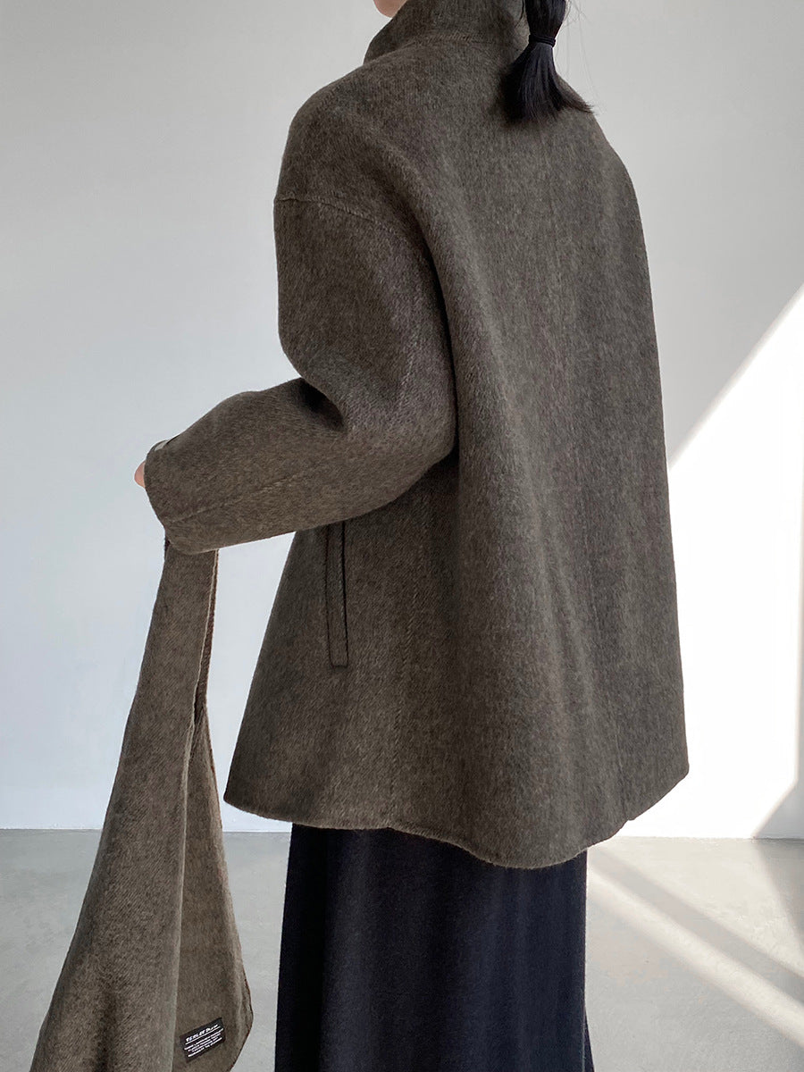 【cim2517】實拍蘇黎世冬日立領雙面呢毛呢外套大衣(100羊毛)251030