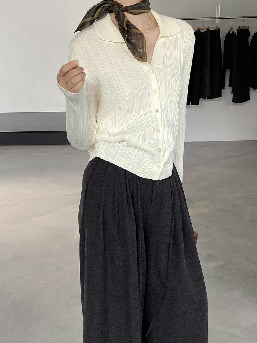 【cim6901】實拍慵懶紙片人polo領針織衫251030