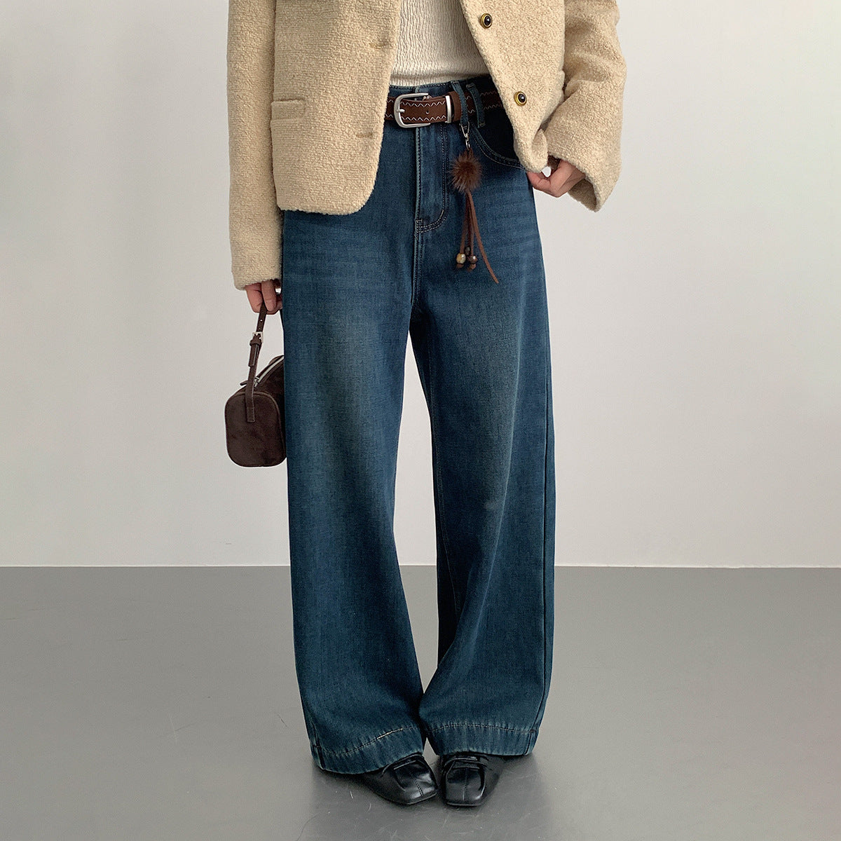 【LD11073】實拍S~XL保暖加絨加厚高腰直筒牛仔褲251209