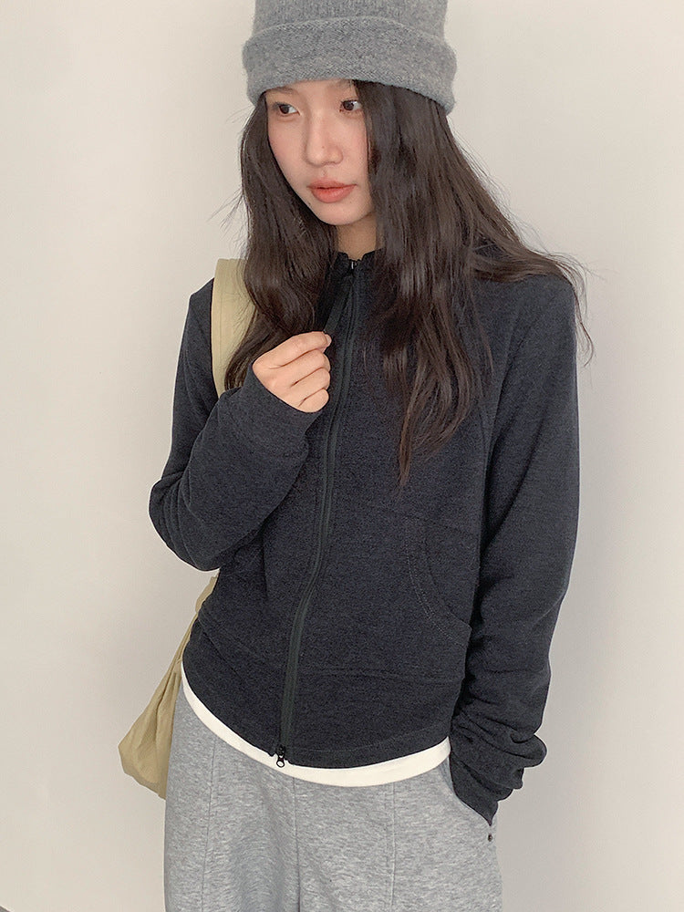 【LD3293】實拍立領雙頭拉鍊衞衣外套251103