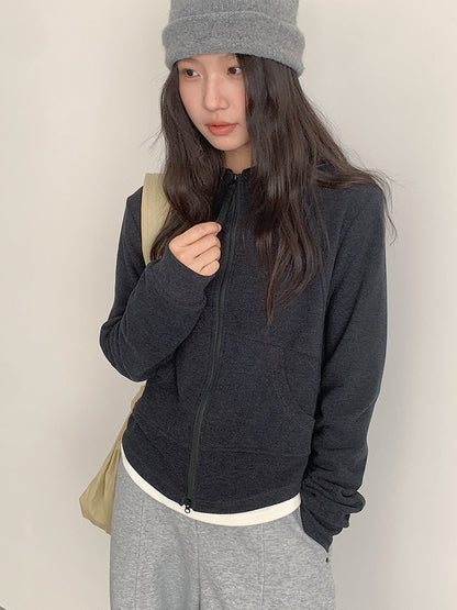 【LD3293】實拍立領雙頭拉鍊衞衣外套251103