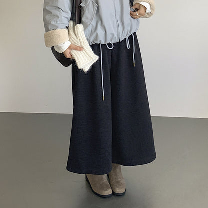 【LD11035】實拍S~L韓版寬鬆高腰毛呢加絨加厚九分褲251124