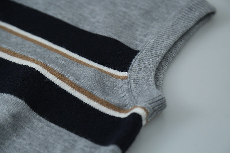 【LD11014】實拍學院感條紋圓領針織毛衣251110