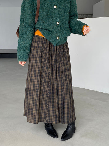 【cimz6381】實拍日系復古格紋內里加絨加厚A字裙251128