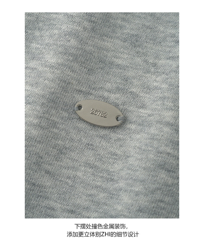 【H5427】實拍簡約慵懶捲邊露肩衞衣250916