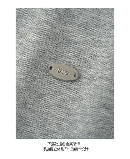 【H5427】實拍簡約慵懶捲邊露肩衞衣250916