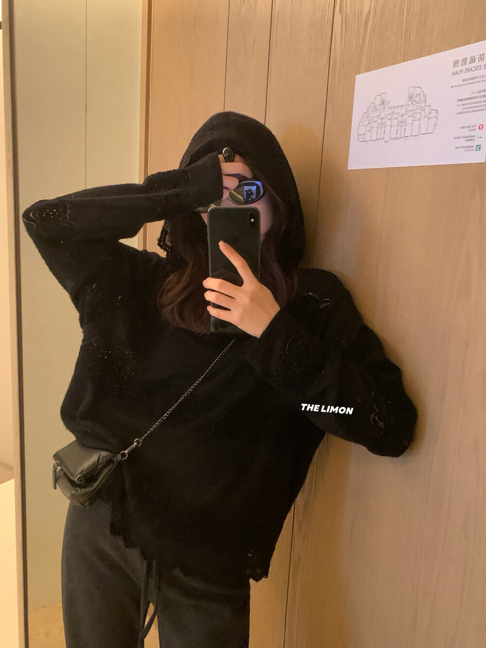 【L9359】實拍檸檬秋冬重工鈎花蕾絲寬鬆連帽蕾絲衫251117