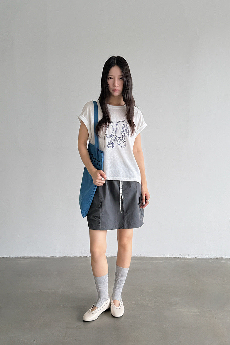 【LD3036】美式辣妹工裝風😎小隻女必備防走光高腰鬆緊腰短裙260714