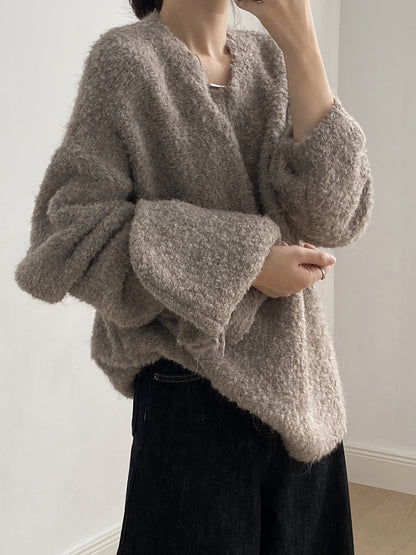 【YK259】實拍冬季慵懒奶呼呼針織毛衣+可拆卸披肩帽子(羊毛12%)251113