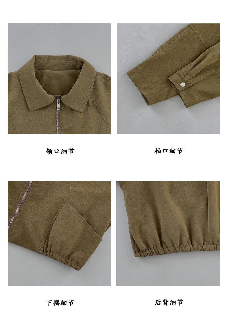 【cimz】 美式復古・仿舊翻領PU機車短版皮衣夾克260924