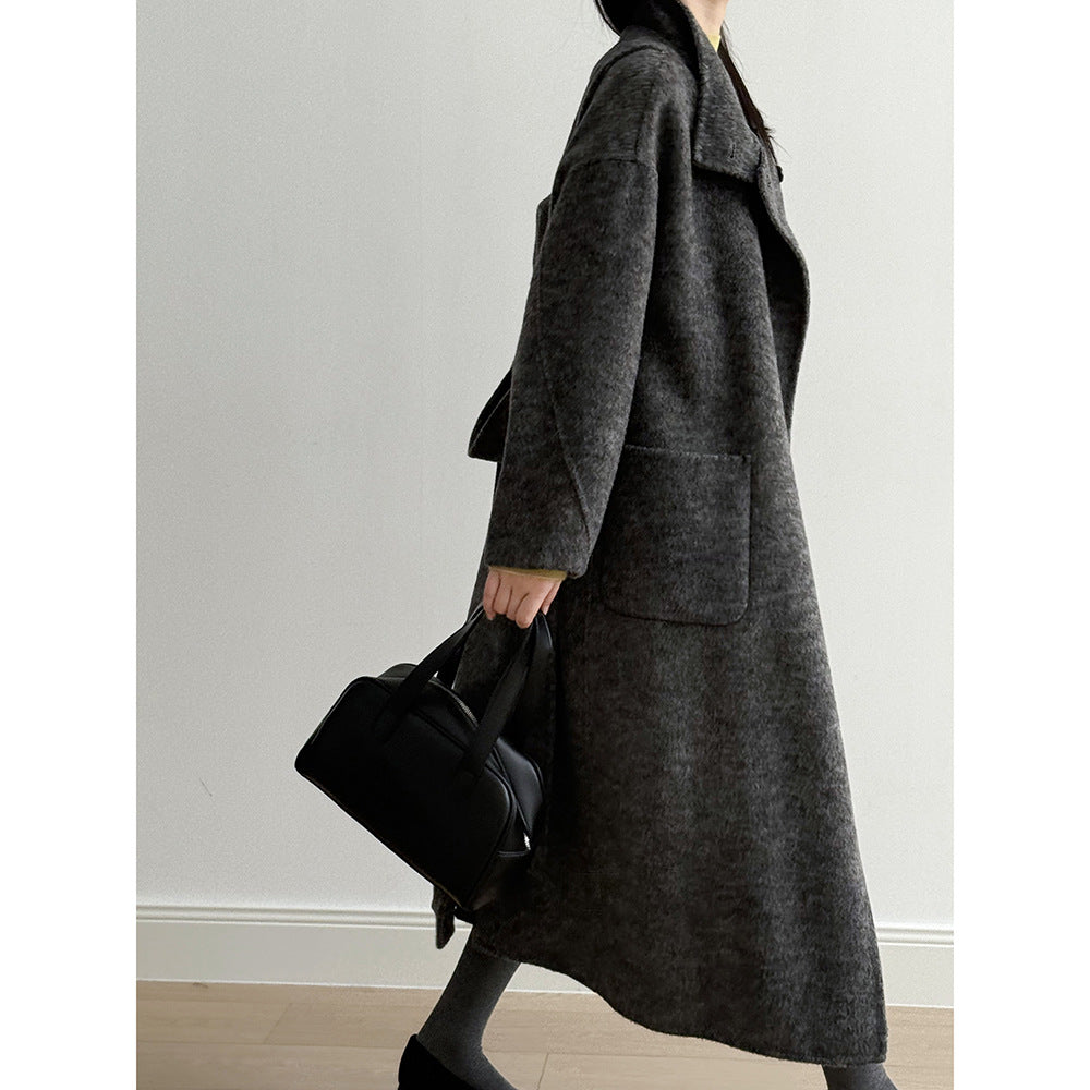 【Y25527】實拍高單質感雙面羊毛呢立領大衣（棉羊毛68%)251106