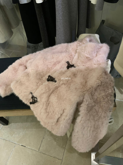 【L1230】實拍檸檬冬季加厚保暖立領牛角扣仿皮草外套251117