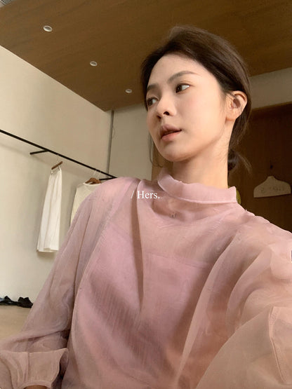 【L80333】Hers高CP值套裝！韓版微透綁帶薄長袖上衣+內搭細肩帶背心260323